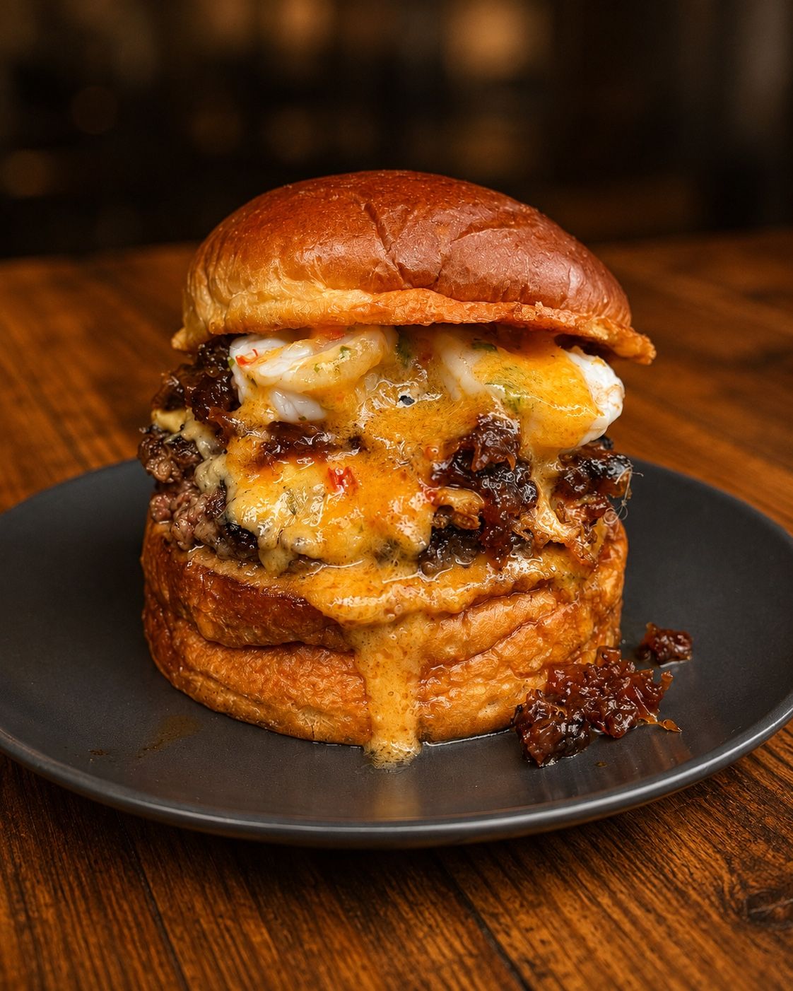 Kangreburger de El Búho Rojo con langostinos